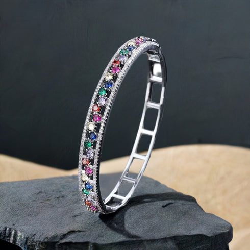 Elegant Multicolor 14K White Gold Plated Cubic Zirconia Women Bracelet